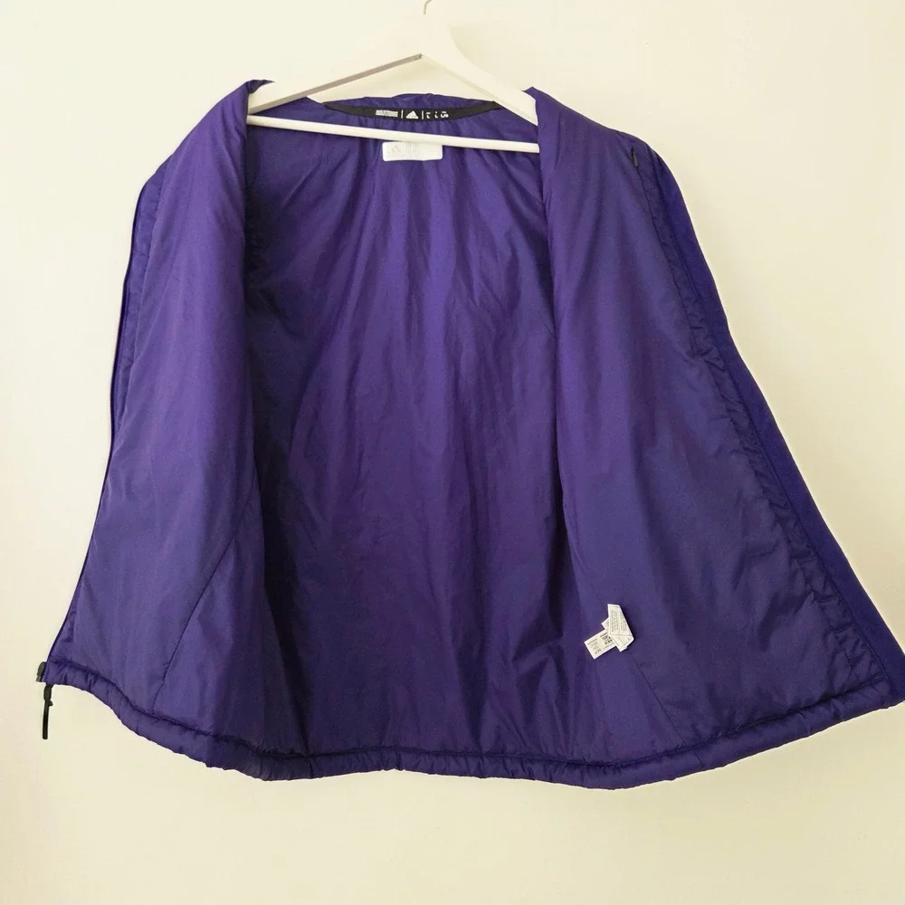 Adidas Puffer Vest Purple Padded Full Zip Sleeveless Jacket Mens Large